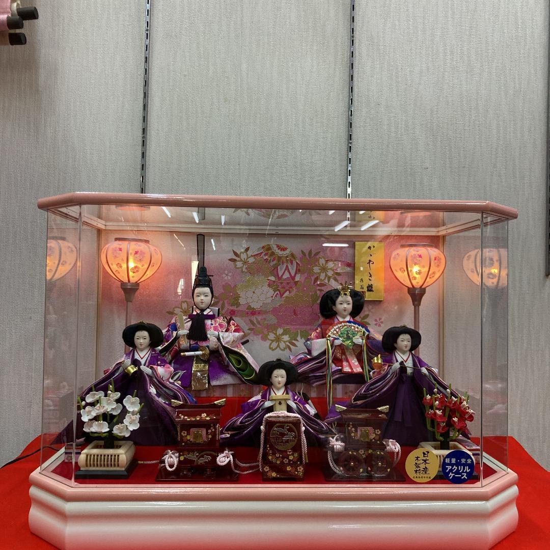 K16 　雛五人ケース　巾61㎝位　ひな人形アクリルケース　ひな人形ケース入り