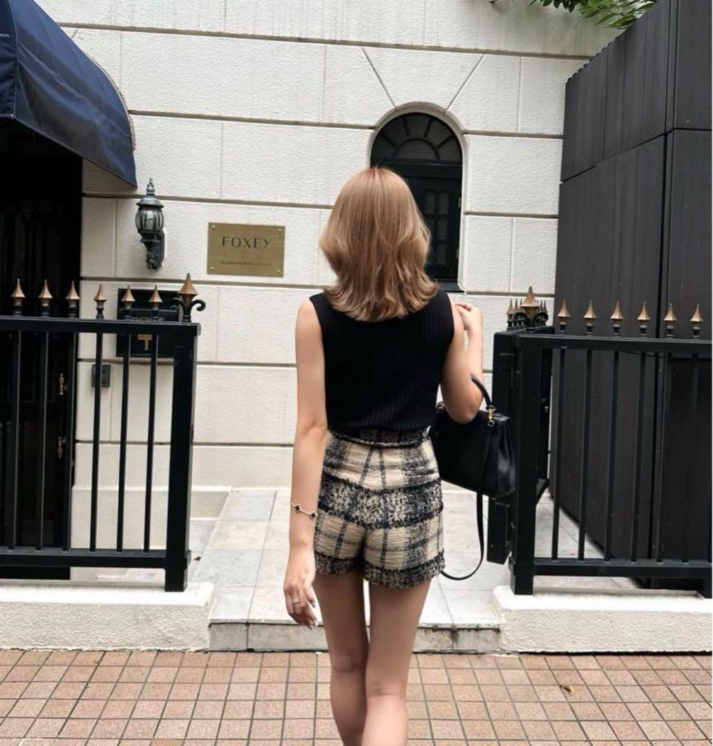 【大人気完売】sheller シェリエツイードチェックラップキュロット