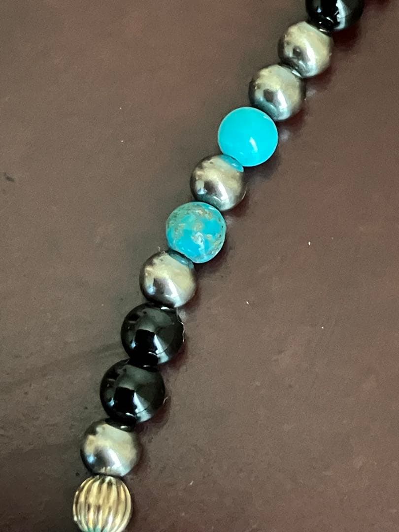オニキス　ターコイズ　ナバホパール　ネックレス