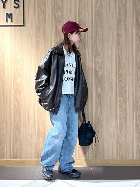 新品 レザードロストZIPブルゾン ローリーズファーム ブラウン