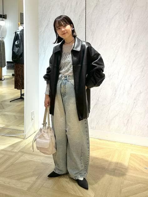 新品 レザードロストZIPブルゾン ローリーズファーム ブラウン