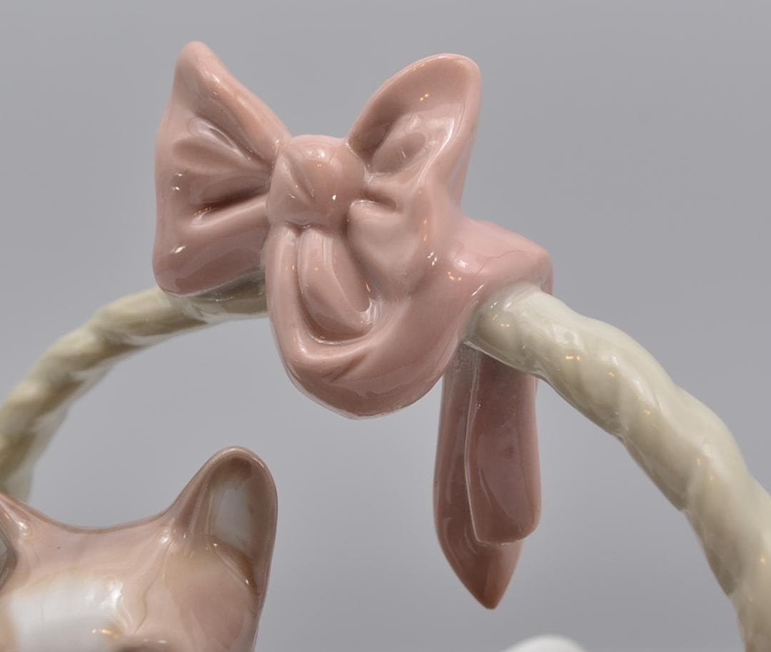 かごの中の3匹の仔猫　＃1444　★リヤドロ　スペイン　光沢仕上げ　ヴィンテージ