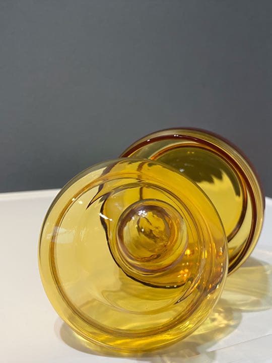 70s 80s アンティーク ビンテージ 容器 ガラス 小物入れ 美品 琥珀