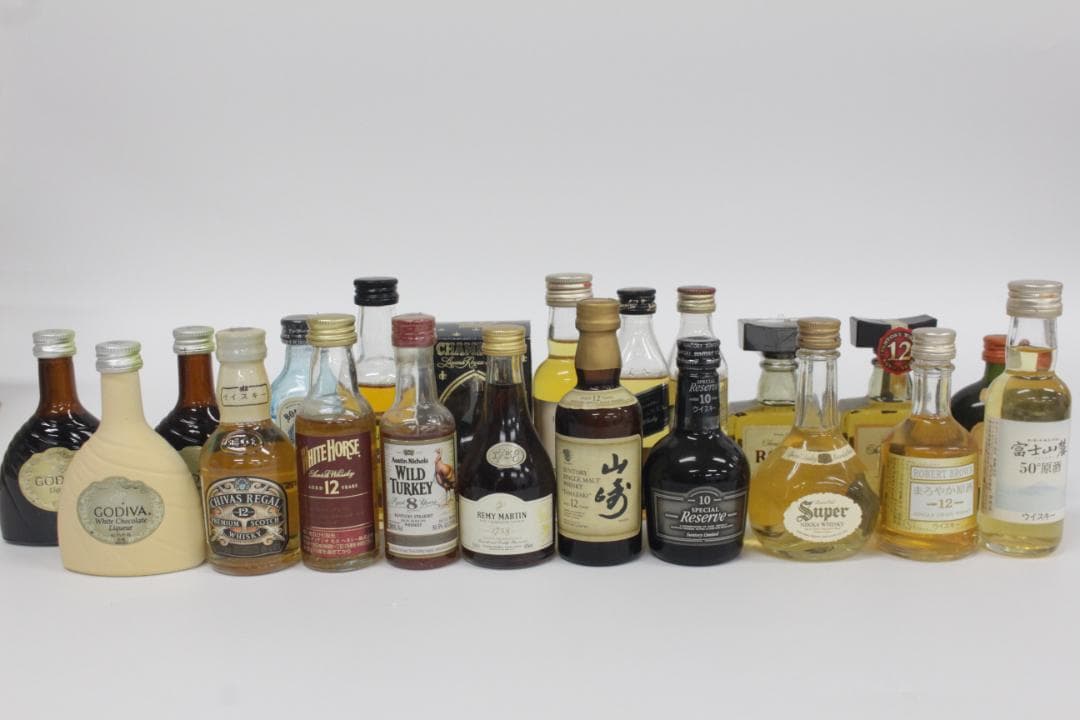 ▲未開栓/18本まとめ ミニボトル 山崎12年 ニッカ リザーブ ウイスキー