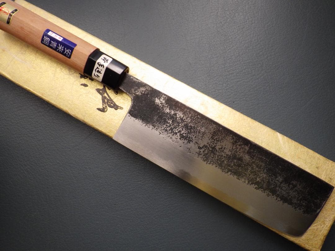 安来青紙黒打ち鍛造★菜切り包丁★共箱有り★未使用★