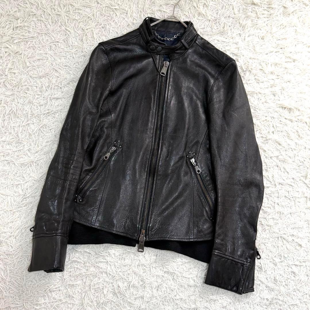 17094✨ミハラヤスヒロ シングルライダースジャケット ディアスキン ブラック