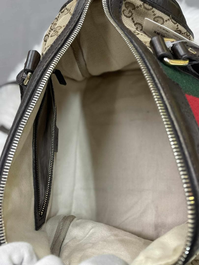 Gucci ボストンバッグ ベージュ/グリーン/レッド