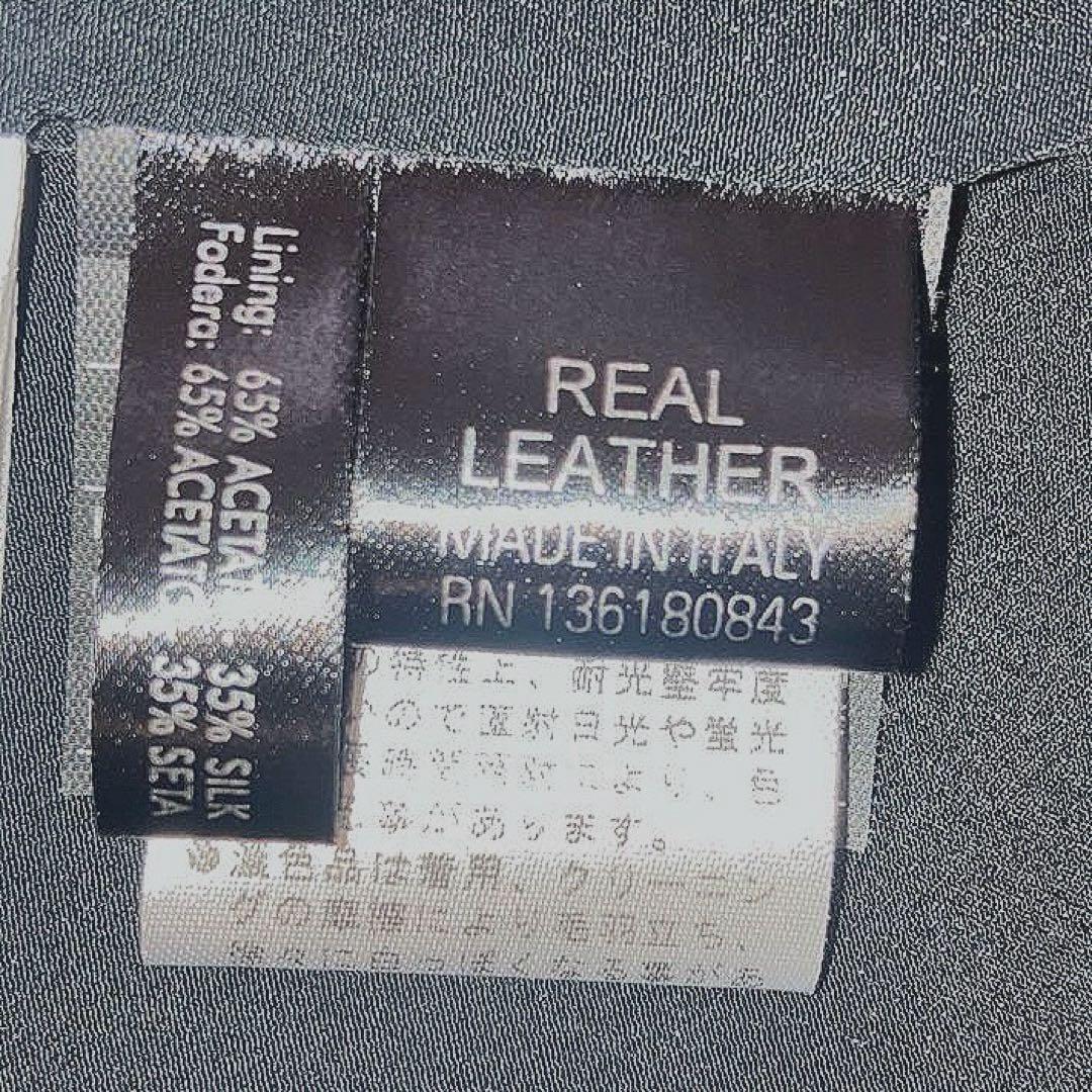 美品フェラガモFerragamo ノーカラーレザージャケット黒 裏地シルク