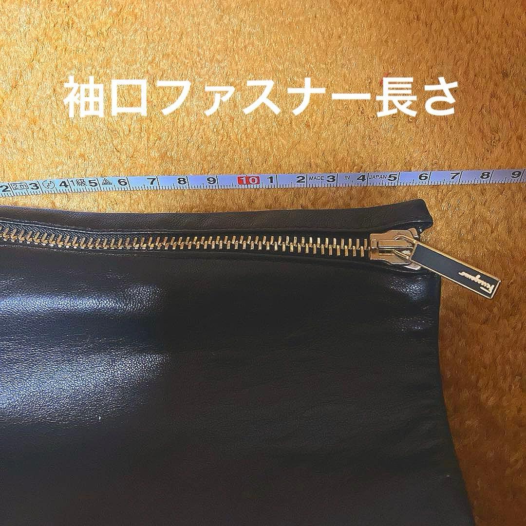 美品フェラガモFerragamo ノーカラーレザージャケット黒 裏地シルク