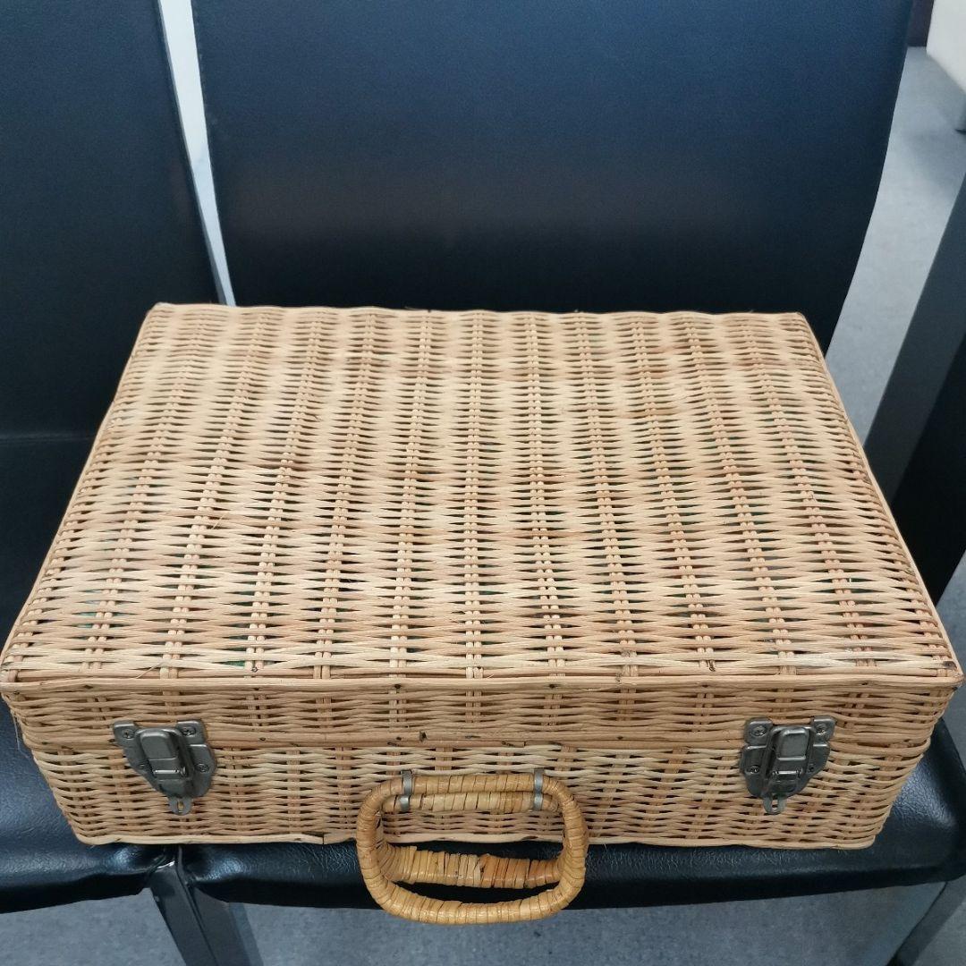 新品美品★籐・ラタン製★トランク風カバン★レトロ・アンティーク★希少品
