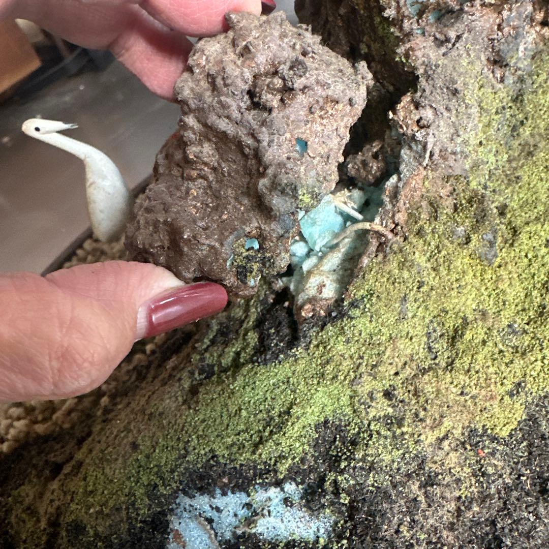 フェイク！中型盆栽 苔と土の植え込みの鉢