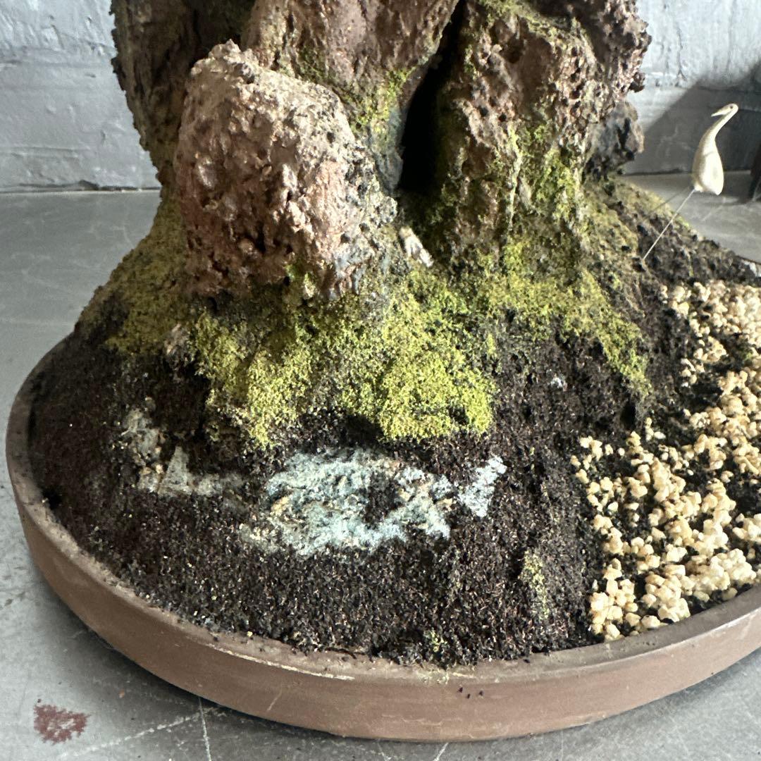 フェイク！中型盆栽 苔と土の植え込みの鉢