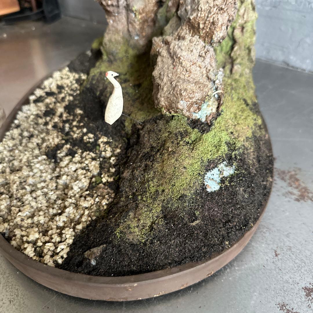 フェイク！中型盆栽 苔と土の植え込みの鉢