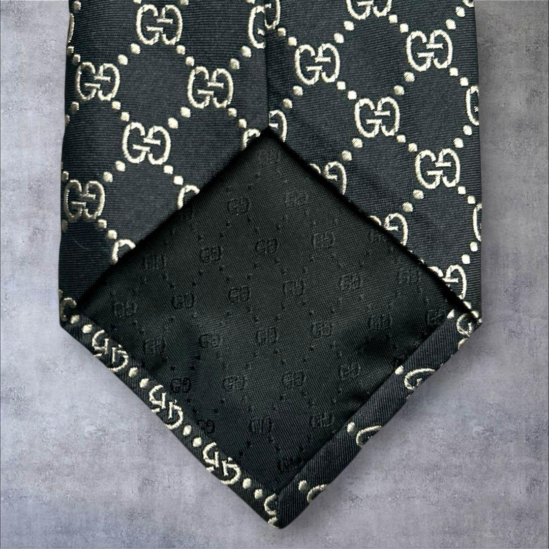 美品 GUCCI ネクタイ ブラックxイエロー　クリーニング済