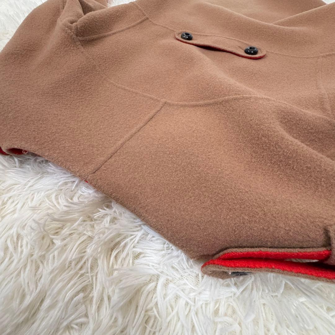 BURBERRY BLUE LABEL ウールコート 38 バイカラー 赤裏地