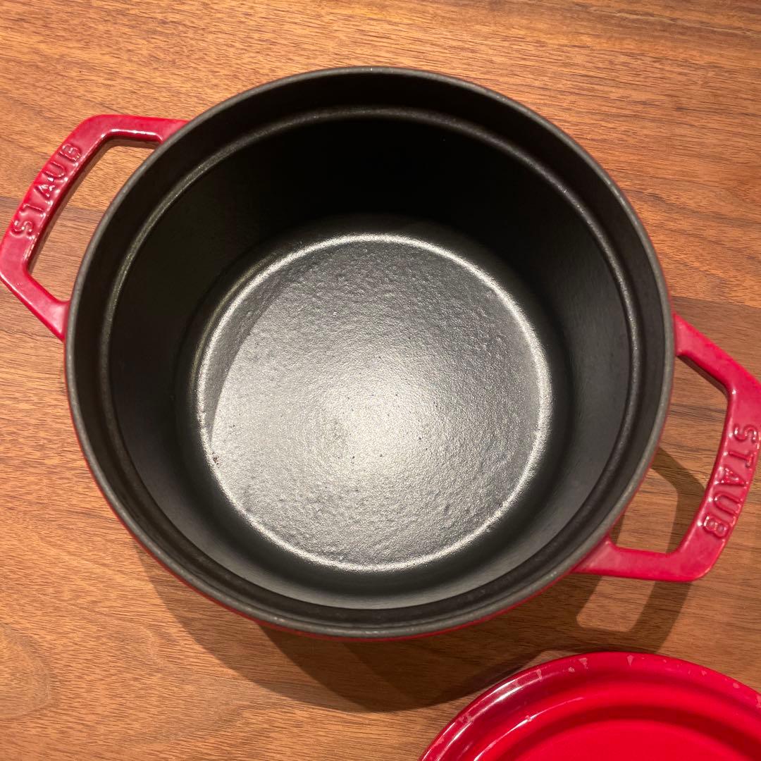 【花】STAUB ストウブ レッド 20cm 両手鍋