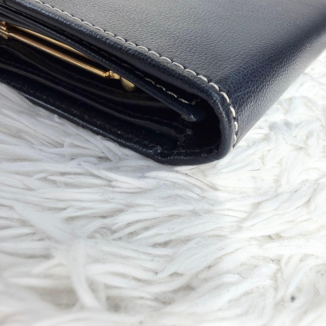 極美品✨イブサンローラン Yカット ビンテージ 三つ折り財布 ネイビー