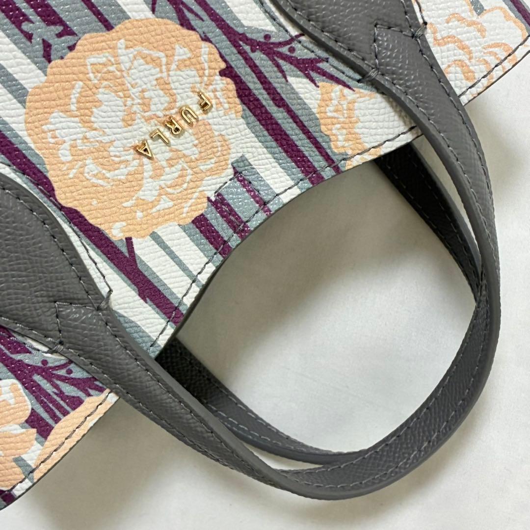 【未使用級】フルラ 2way エラ ハンドバッグ レザー 手提げ 斜め掛け 花柄