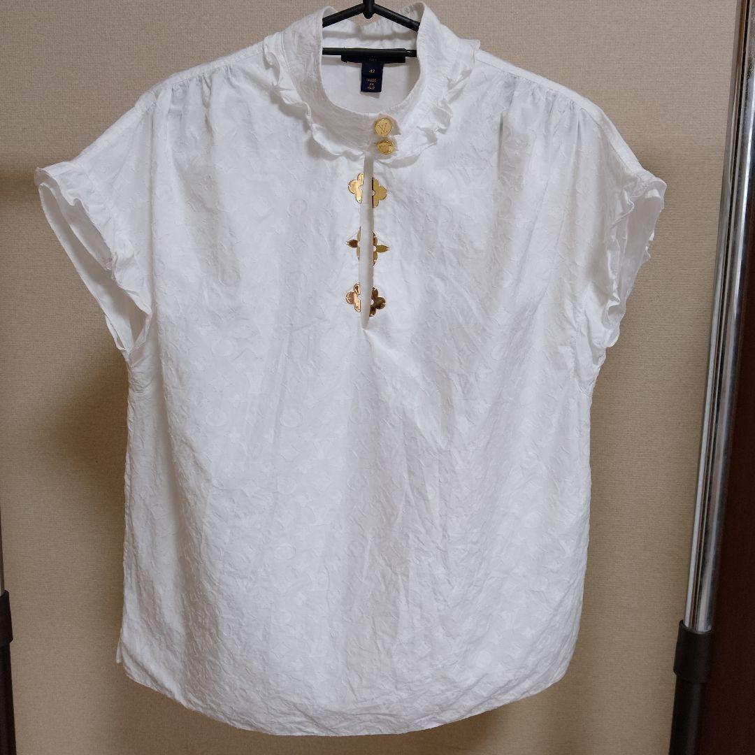 LOUISVUITTON ルイヴィトンモノグラム フリルブラウス42サイズ