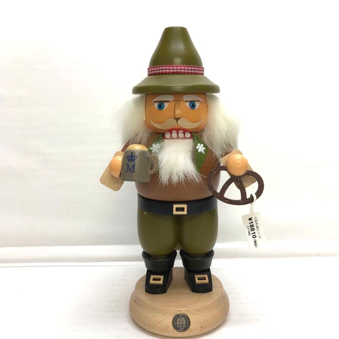 木製 くるみ割り人形 約23cm ドイツ製 ミュラー社 プレッツェル ビール