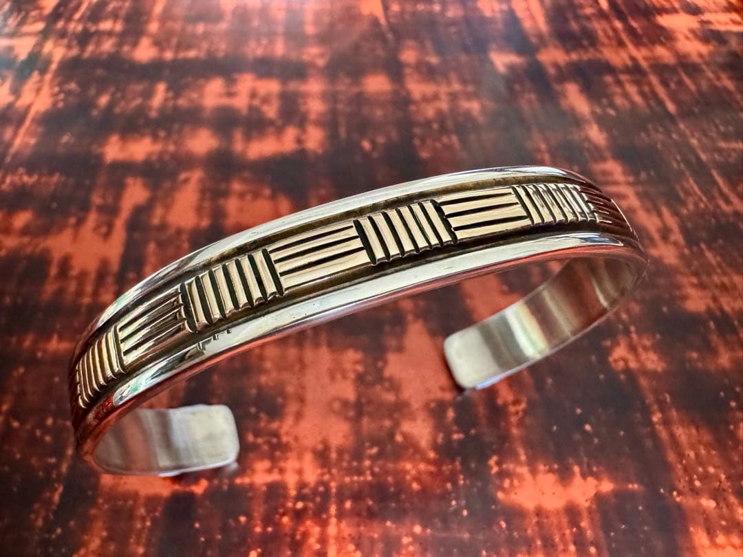 美品 ブルースモーガン バングル 14K レアデザイン 10mm幅 ナバホ族