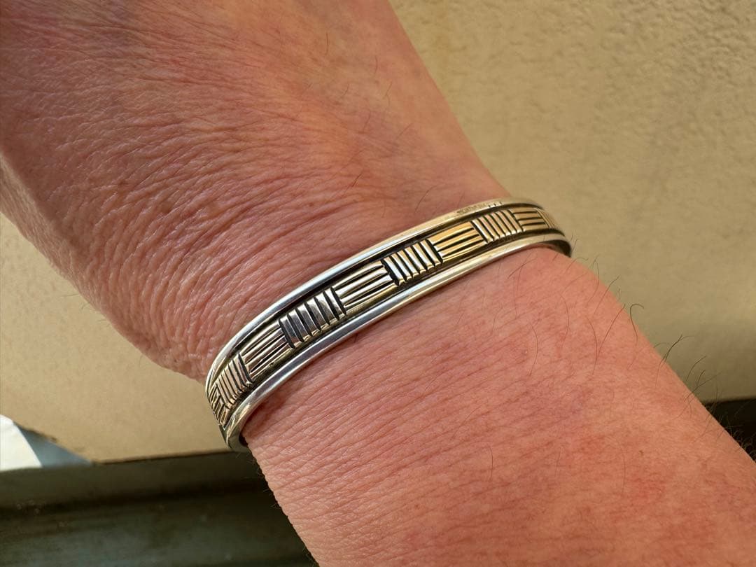 美品 ブルースモーガン バングル 14K レアデザイン 10mm幅 ナバホ族