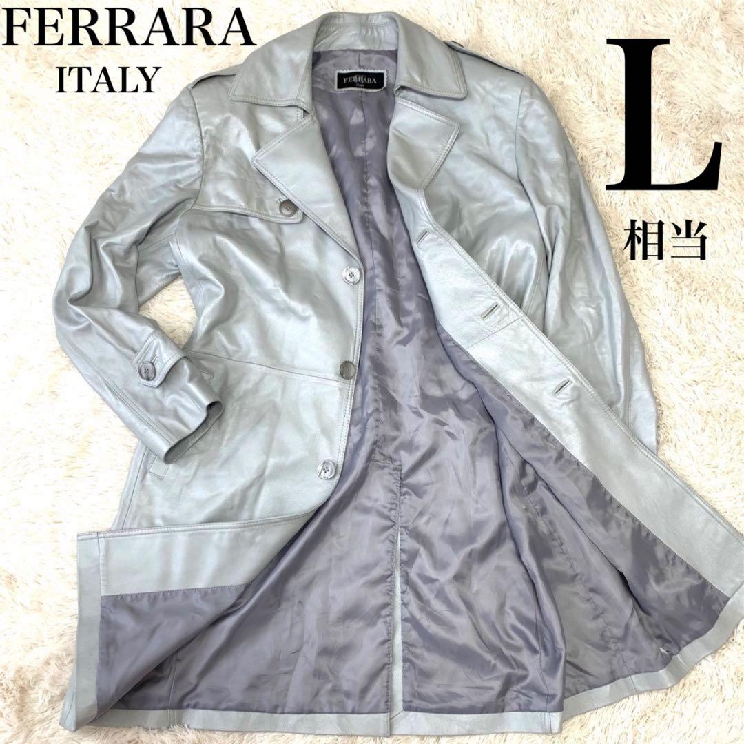 FERRARA ITALY ✨希少 良品✨ レザー トレンチコート グレー