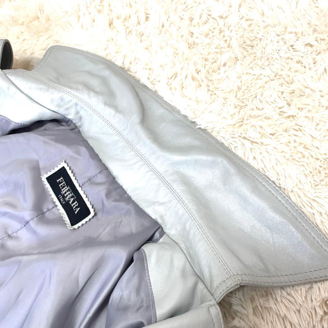 FERRARA ITALY ✨希少 良品✨ レザー トレンチコート グレー