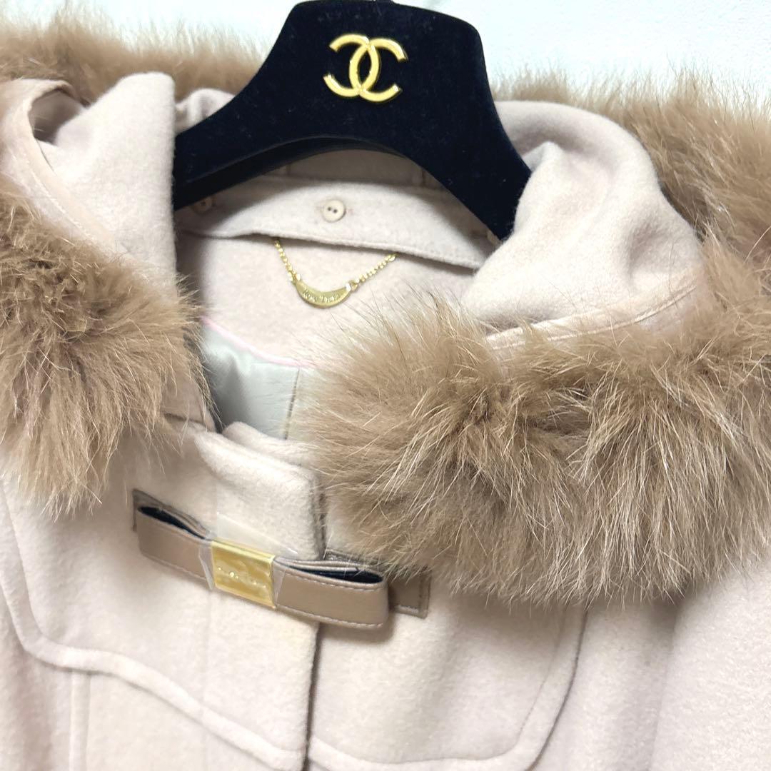 【Rose Tiara】フォックスファー付きリボン金具コート（42）【未着用品】