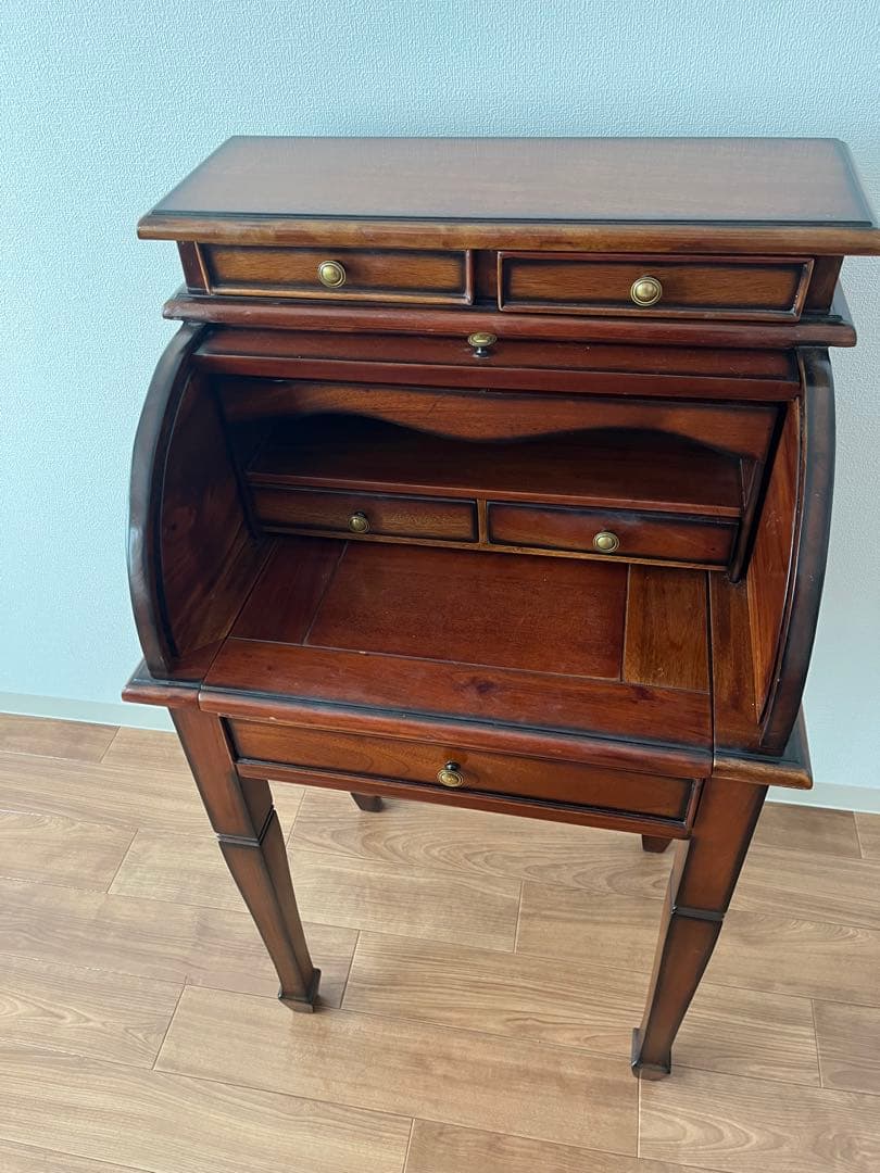 木製ライティングビューロー ダークブラウン