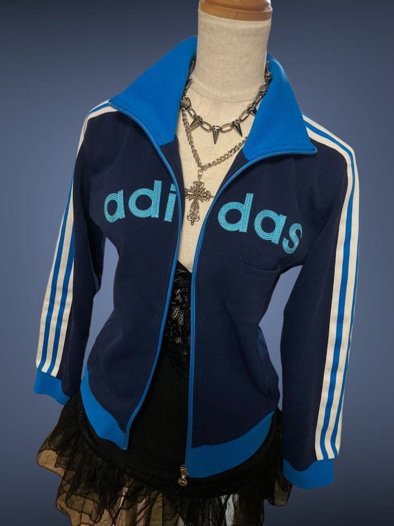 レアデザインadidas3本線刺繍y2kフェアリーグランジロック古着屋平成ギャル