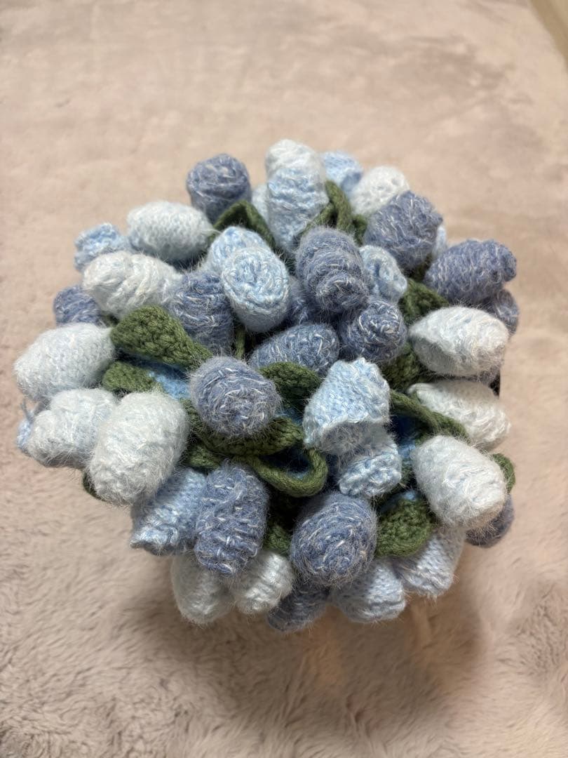 バラの花束ブランケット直径117cm，青いバラのストール