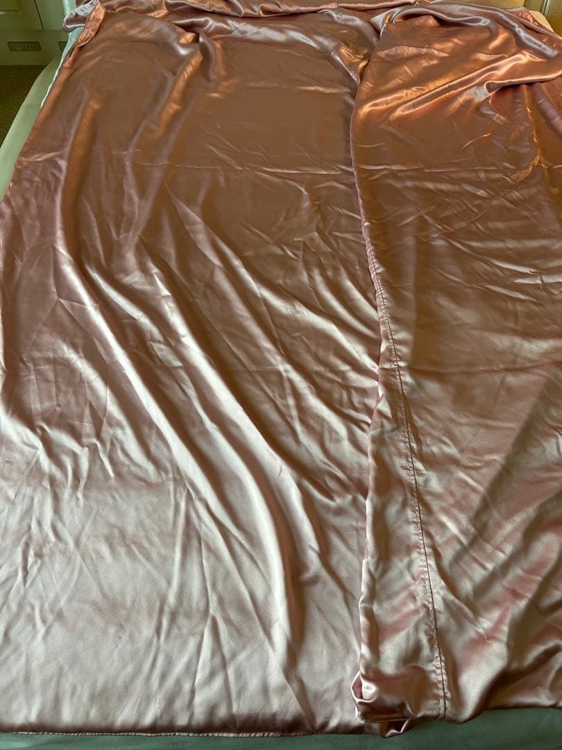 21154枚おまとめピンク 青サテン 掛け布団カバーとヒョウ柄ジャケット