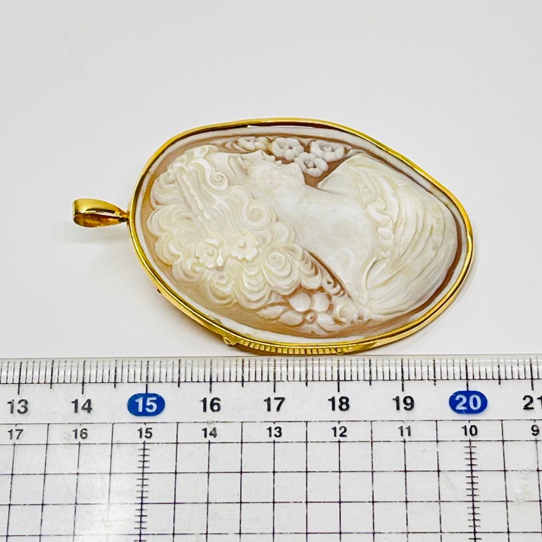 カメオK18大振りブローチとペンダント2way