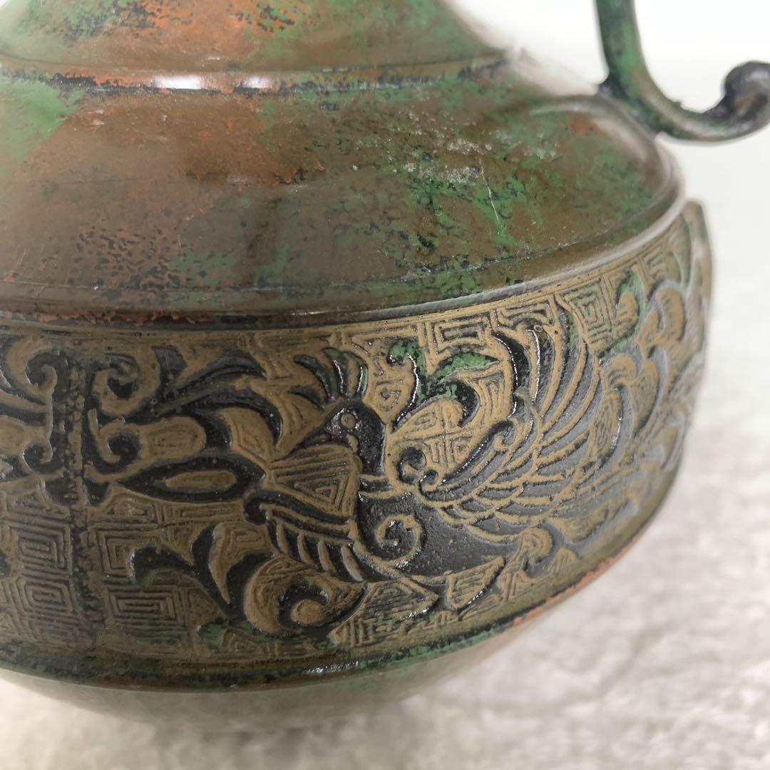 高岡銅器 銅製花瓶 竜耳瑞鳥