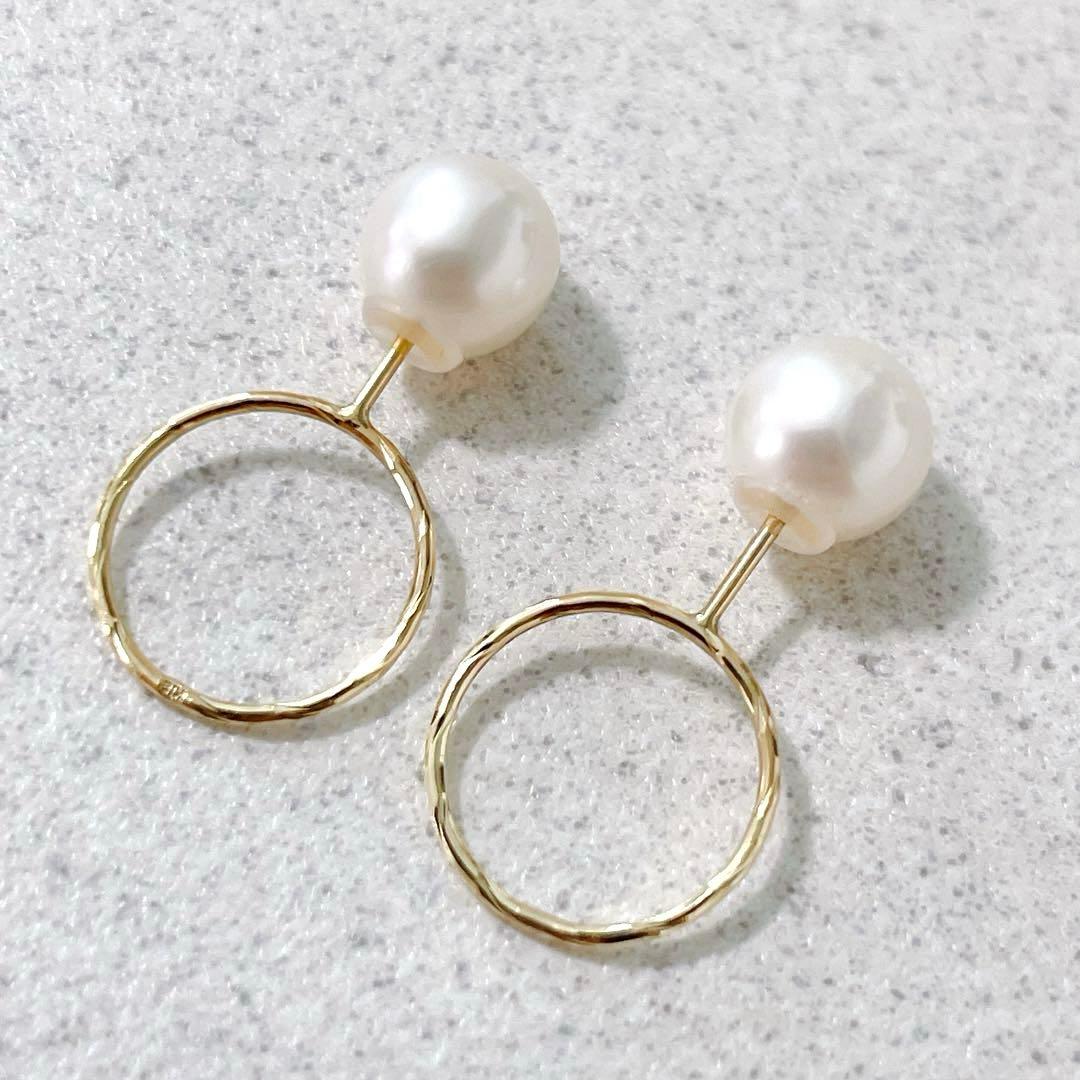 T*5様 美品 K18 ラウンドピアス パールキャッチ