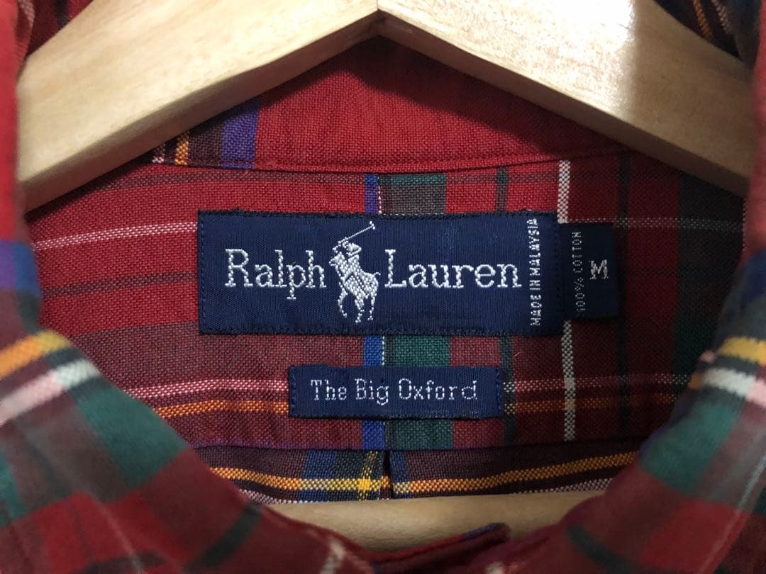 90s ポロ ラルフローレン BIG OXFORD ビッグ シャツ チェック開襟