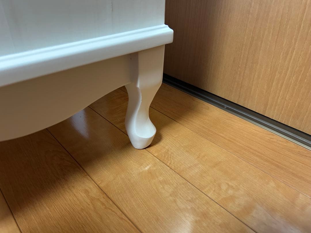 ロココ調　猫脚　薔薇　ホワイトインテリア　アンティーク　4段　キャビネット