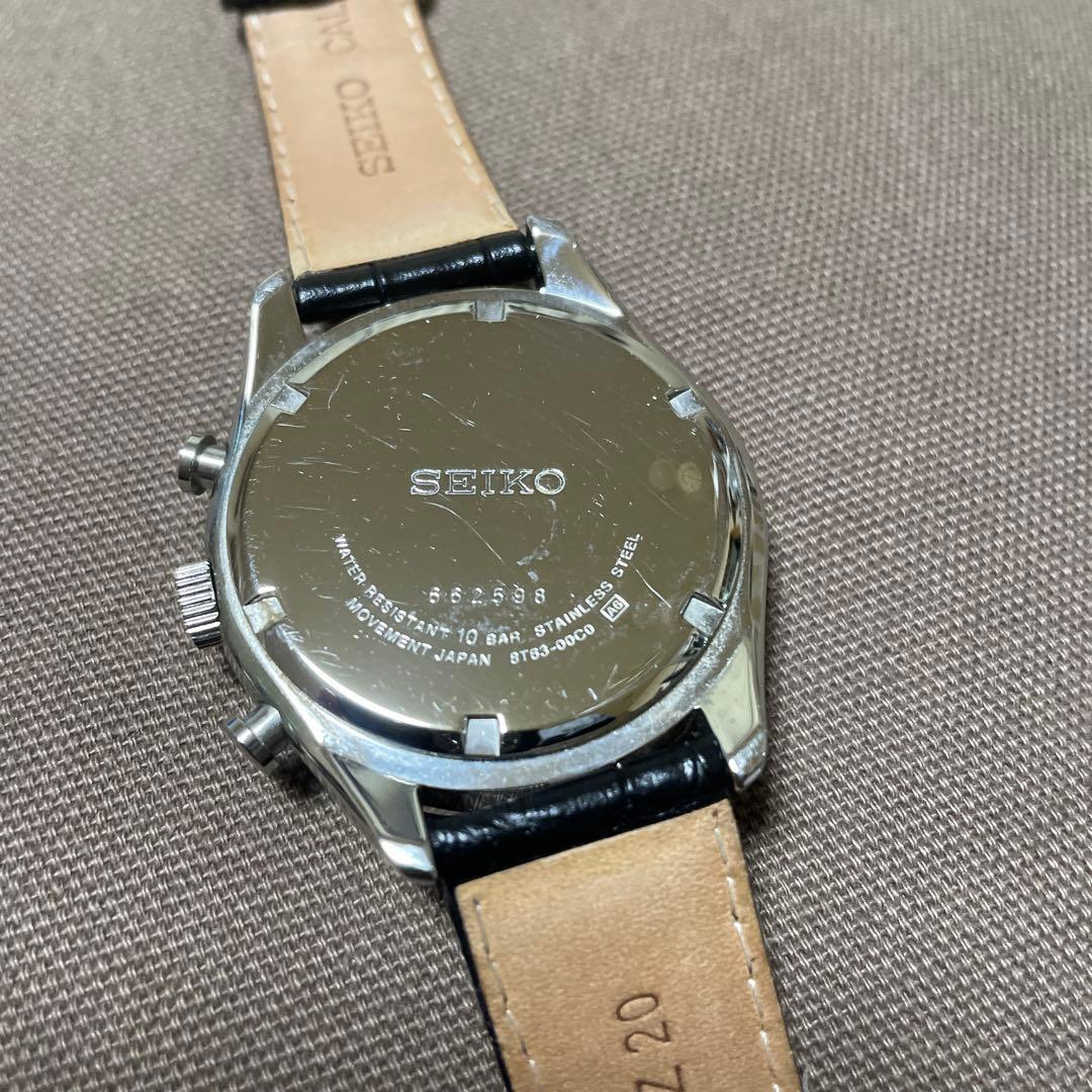 SEIKO クロノグラフクオーツ レザーベルト 腕時計