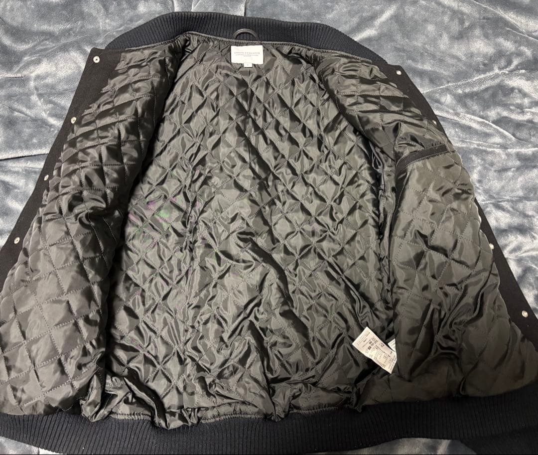 値下げブラック ウール レザー スタジャン