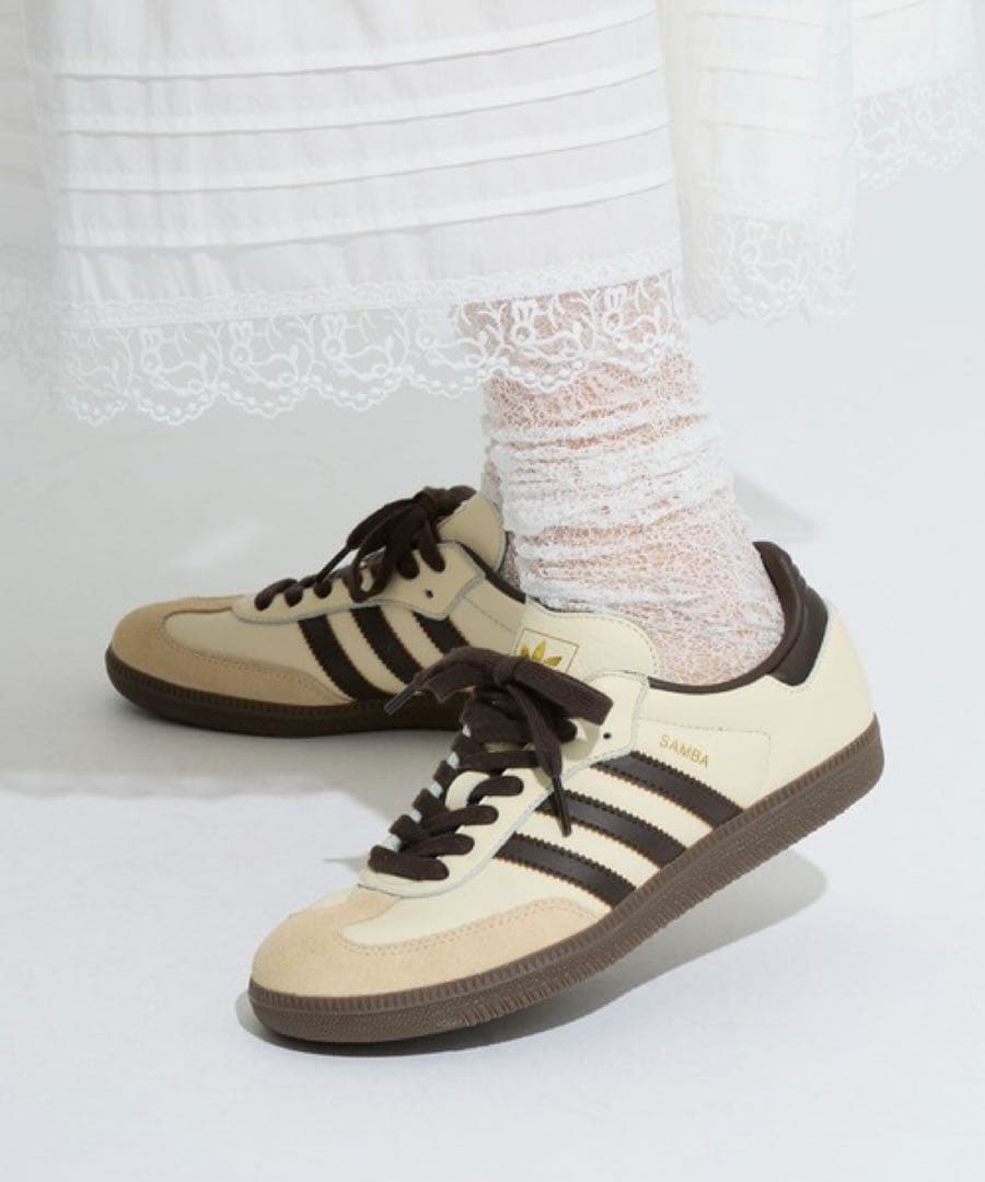 adidas SAMBA ZOZO別注 クリーム ベージュ ブラウン スニーカー