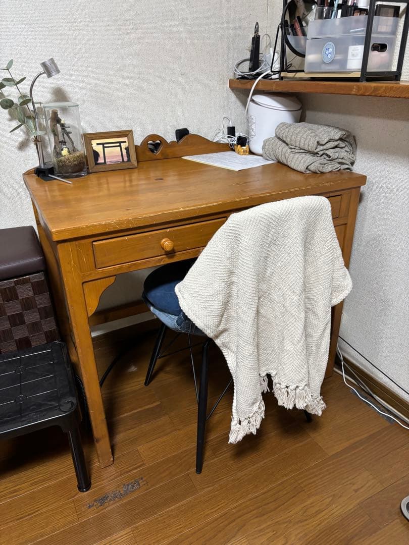 ナチュラルウッド シンプルデスク 2引き出し