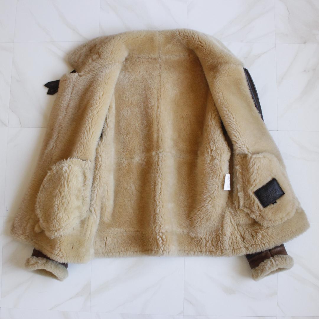 B-3 ムートンジャケット Lサイズ ラムレザー ボア ブラウン