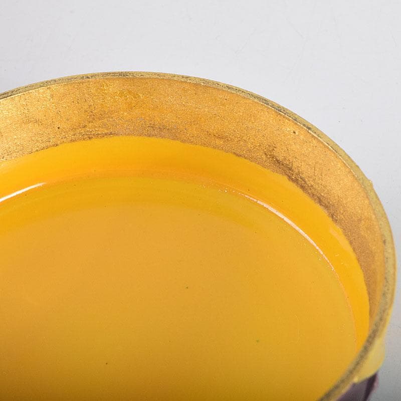 茶道具　平安　高野昭阿弥作　黄交趾　扇面の図　陶棗　共布共箱　V　8645