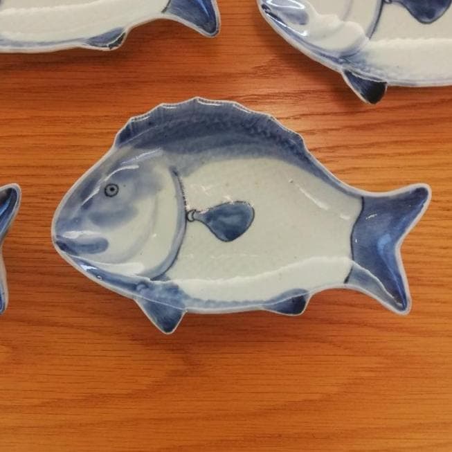 古伊万里 染付 魚型皿 5客