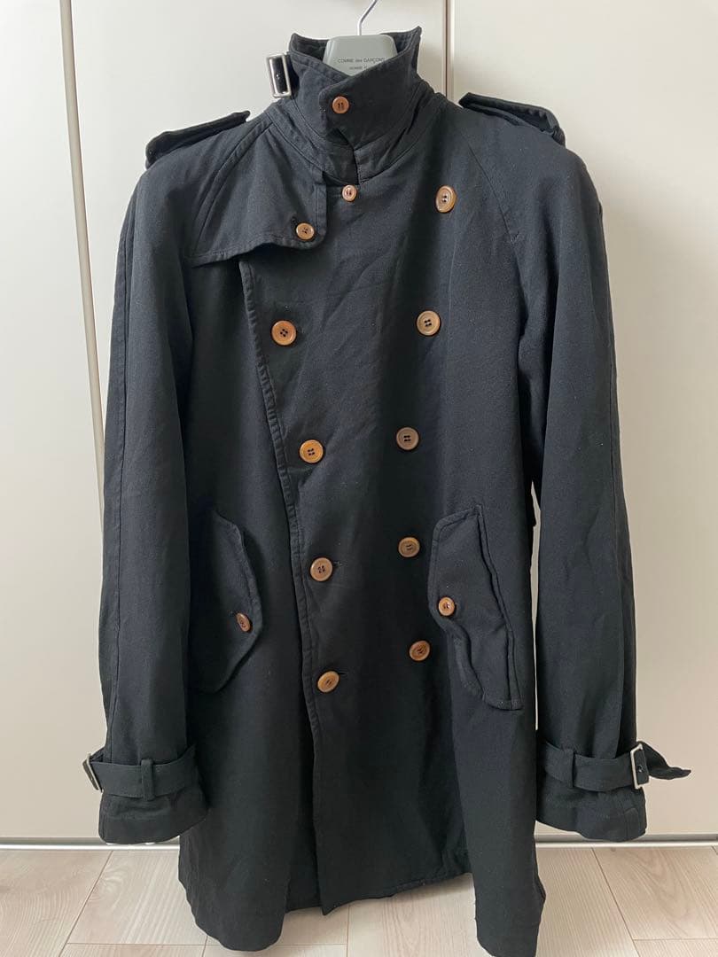 COMME des GARCONS HOMME PLUS 縮絨トレンチコート　黒