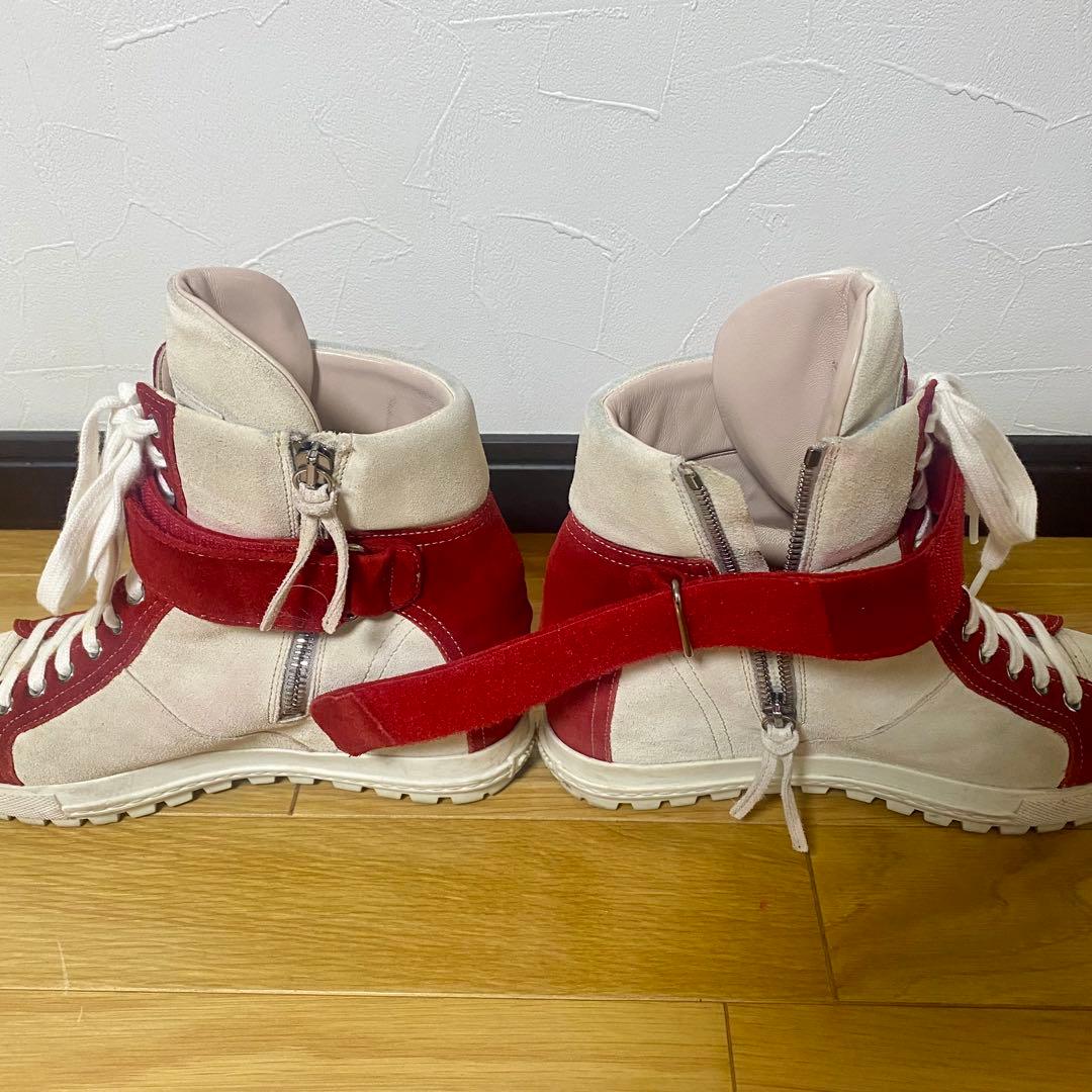 【miu miu ハイカットスニーカー ホワイト/レッド】