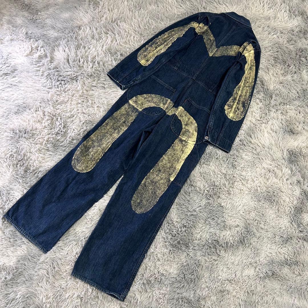 m5507【激レア EVISU】アーカイブ 大カモメ つなぎ デニム 日本製