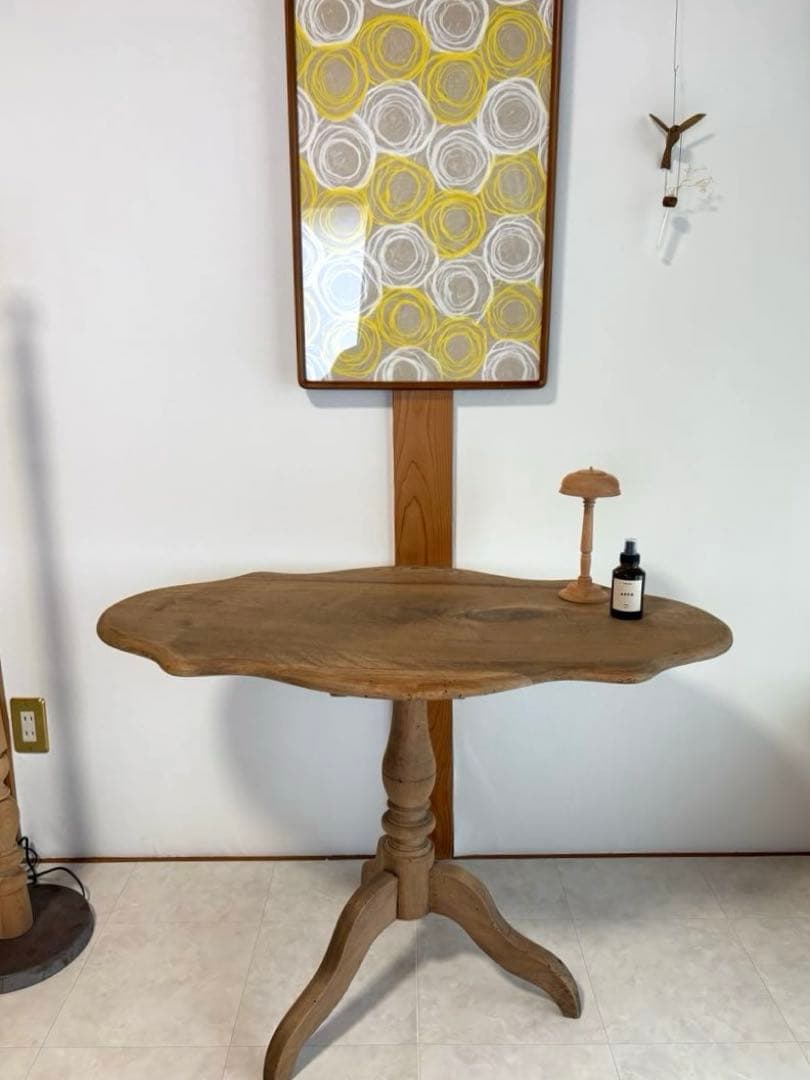 ろくろ脚　折りたたみテーブル（古家具・ビンテージ）