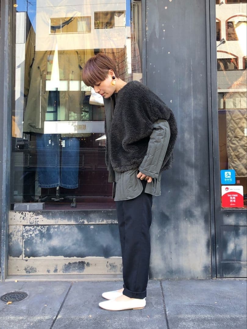 ジャケット・アウター CLANE BOA VEST LAYERED DOWNCOAT - KHIKI